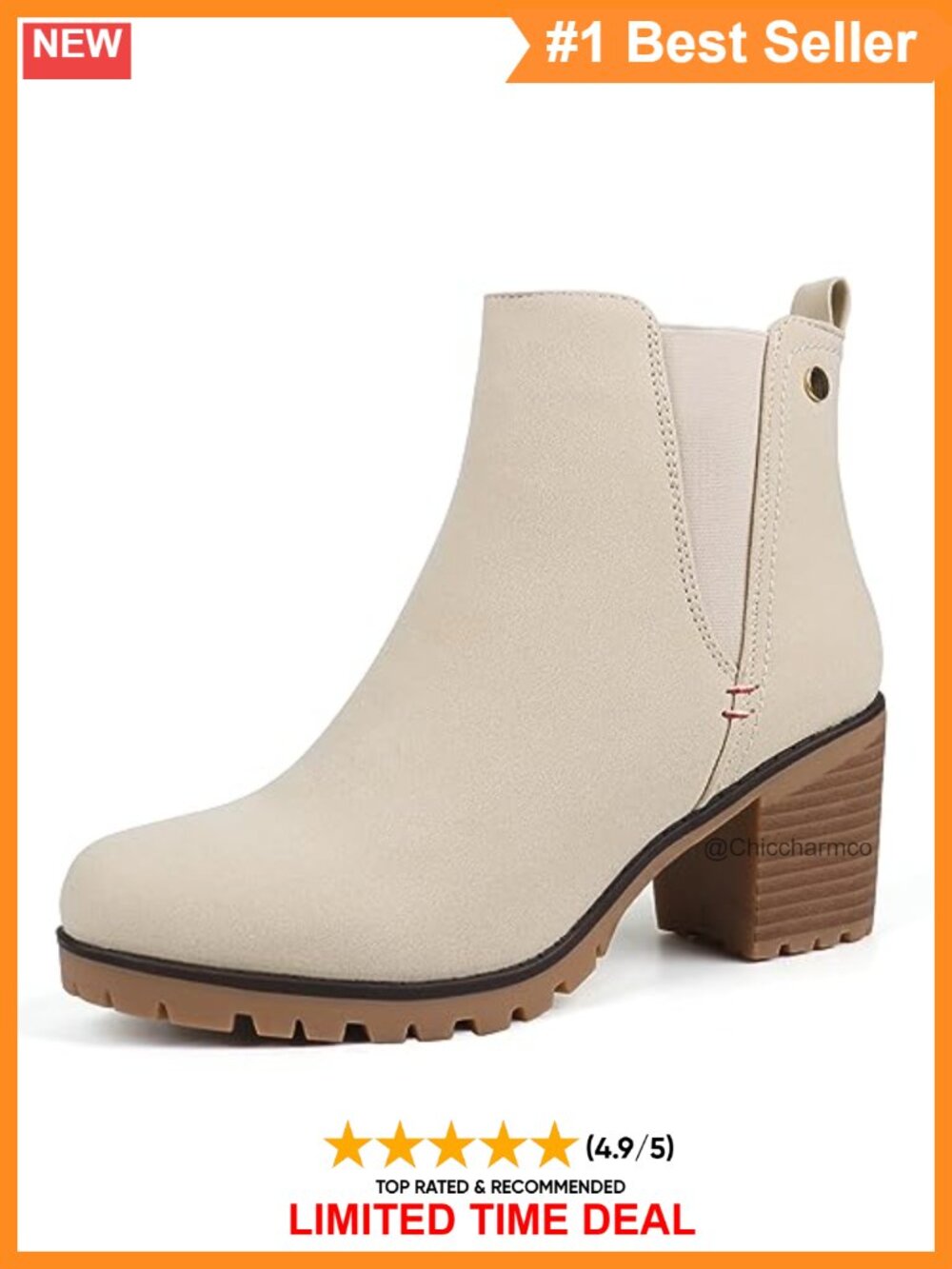Faux Suede Slip On Chelsea Ankle Booties Block Heel
